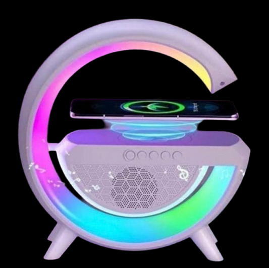 G Shape Bluetooth Speaker Wireless Charger FM Radio Stereo Surround Music Box - White